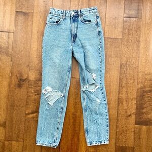 Zara distressed ripped high waist mom jeans size 2 XS